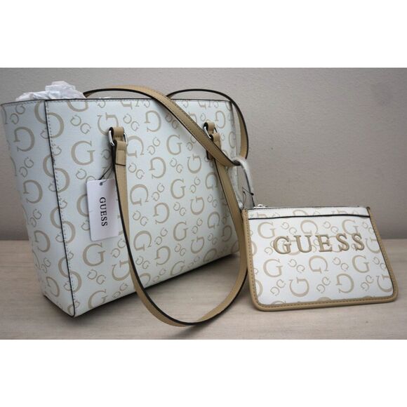 Guess HH948125 Women's Large White Delphine Logo Tote Bag w/Large Pouch - Picture 2 of 16